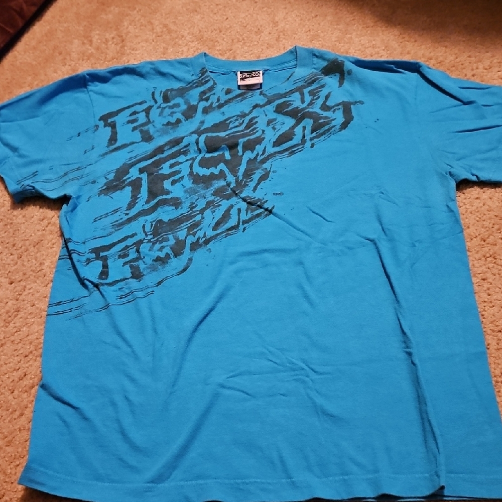 Vintage Mens Fox Large Blue Graphic Men's Shirt